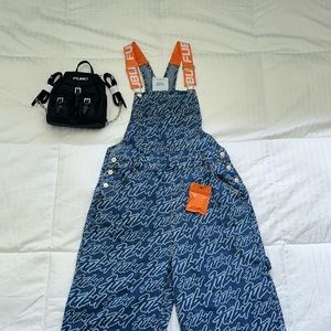 🔥 Fubu collab denim overall & backpack bundle